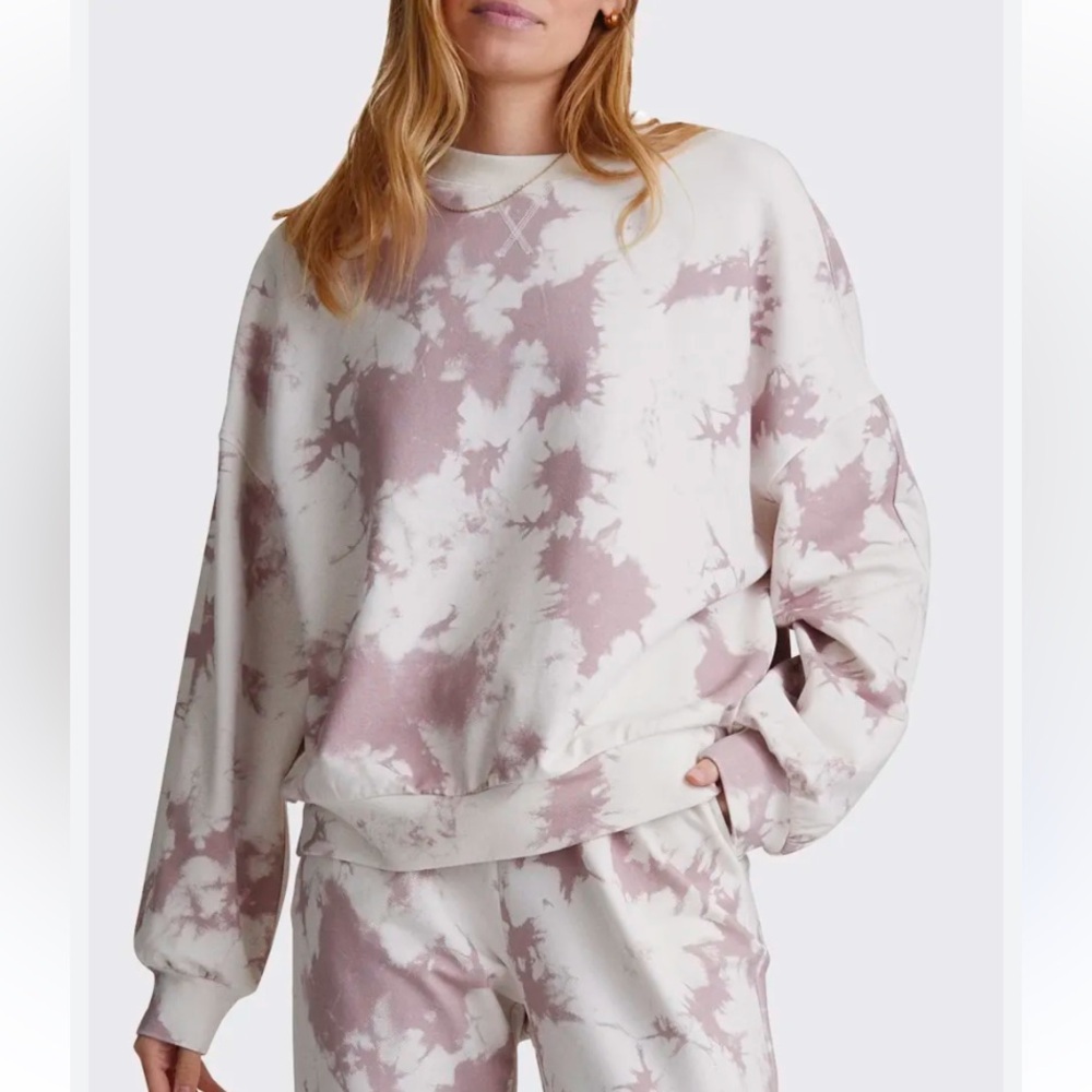 Varley Pink and White Tie-Dye Sweatshirt